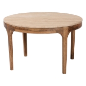 Baxton Studio Prospero Round Travertine Coffee Table - Modern Accent Table with Mango Wood Frame for Living Room or Seating Areas